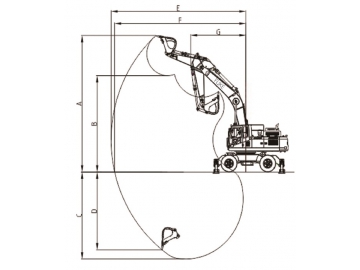 حفار بعجلات (بوكلين كفرات)، FK320-9L 			 Wheeled Excavator