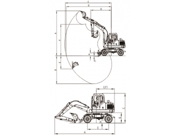 حفار بعجلات (بوكلين كفرات)، FK35-9L 			 Wheeled Excavator