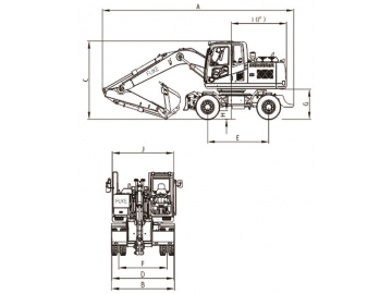 حفار بعجلات (بوكلين كفرات)، FK150-9L 			 Wheeled Excavator