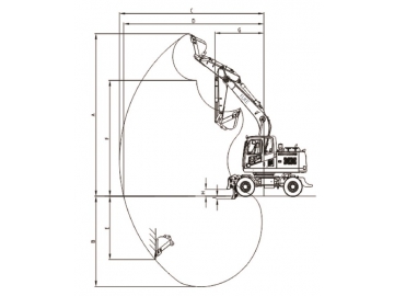 حفار بعجلات (بوكلين كفرات)، FK150-9L 			 Wheeled Excavator