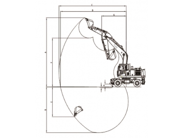 حفار بعجلات (بوكلين كفرات)، FK220-9L 			 Wheeled Excavator