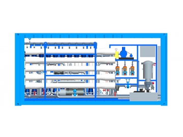 محطة تحلية بنظام التناضح العكسي UF-RO المدمجة  Containerized UF-RO Seawater Desalination Plant