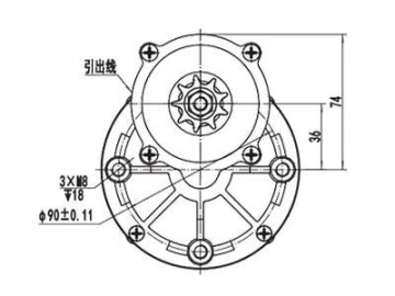 มอเตอร์ไดร์ฟ 450W (3500±6% RPM) สำหรับมอเตอร์ DC มีแปรงถ่านซีรี่ส์ ZD109AZ3