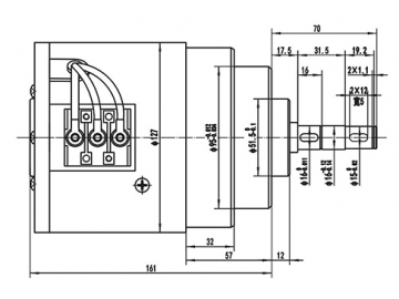 มอเตอร์ไดร์ฟแนวนอน 900W (3100 RPM) สำหรับมอเตอร์ DC ไร้แปรงถ่าน ซีรี่ส์ TF110AH2