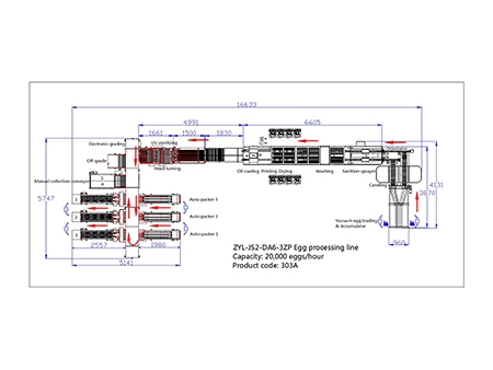 خط معالجة البيض 303B مع وظيفة التنظيف والفرز (20000 بيضة في الساعة) Egg Processing Line