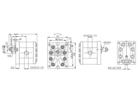 محرك التروس الهيدروليكي 3MF (22 إلى 89 مليلتر لكل دورة) Hydraulic Gear Motor