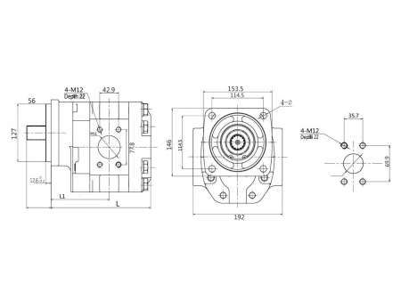 مضخة التروس الهيدروليكية 4PF (66 إلى 199 مليلتر لكل دورة) Group 4 Hydraulic Gear Pump