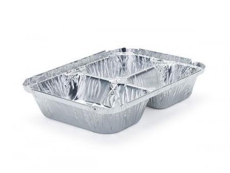 حافظة طعام مقسمة من رقائق الألومنيوم/ صحن قصدير مقسم/ حافظة طعام متعددة الاستخدام Multi Compartment Wrinklewall Aluminum Foil Container