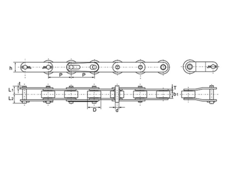 جنزير نقل حركة ميكانيكية ذات خطوة مزدوجة/ سلسلة الأسطوانة ذات مسافة مزدوجة  Double Pitch Roller Chains