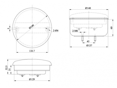 مصابيح ليد خلفية (أضواء الضباب والرجوع للخلف) LED Rear Combination Lamp (Fog/Reverse)