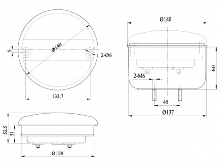 مصابيح ليد خلفية (أضواء الضباب والرجوع للخلف) LED Rear Combination Lamp (Fog/Reverse)