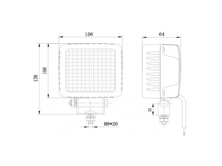 كشاف عمل ليد مربع، سلسلة 4×4 (كشاف عمل LED مركب على المركبات والمعدات) LED Work Lamp: 4x4 Series