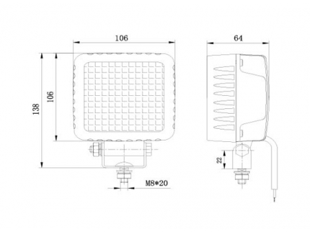 كشاف عمل ليد مربع، سلسلة 4×4 (كشاف عمل LED مركب على المركبات والمعدات) LED Work Lamp: 4x4 Series