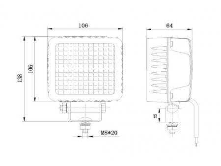 كشاف عمل ليد مربع، سلسلة 4×4 (كشاف عمل LED مركب على المركبات والمعدات) LED Work Lamp: 4x4 Series