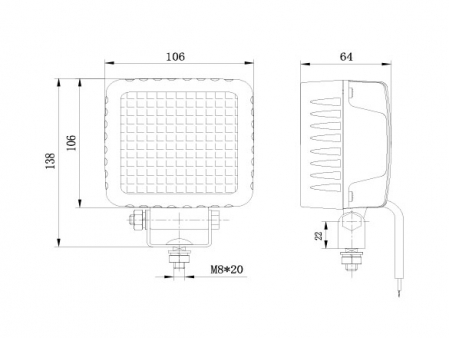 كشاف عمل ليد مربع، سلسلة 4×4 (كشاف عمل LED مركب على المركبات والمعدات) LED Work Lamp: 4x4 Series