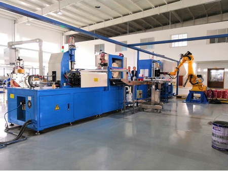 ماكينة تحزيم وتغليف شرنك للفة الكابل الآلية Automatic Cable Coil Strapping and Shrink Wrapping Machine