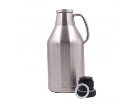 مطارة ستيل معزولة تحفظ الحرارة والبرودة سعة 1.89 لتر (مع غطاء لولبي للغلق المحكم) 1.89L Vacuum Screw Cap Growler