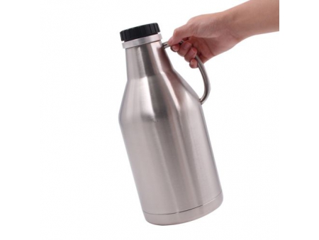 مطارة ستيل معزولة تحفظ الحرارة والبرودة سعة 1.89 لتر (مع غطاء لولبي للغلق المحكم) 1.89L Vacuum Screw Cap Growler