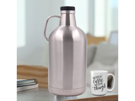 مطارة ستيل معزولة تحفظ الحرارة والبرودة سعة 3.78 لتر (مع غطاء لولبي للغلق المحكم) 3.78L Vacuum Screw Cap Growler