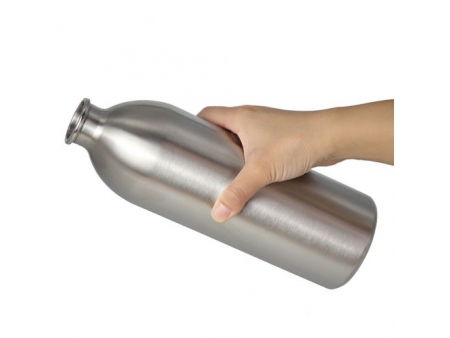 قارورة ستانلس ستيل سعة 1 لتر مع غطاء، زمزمية ستيل للحليب والمشروبات الغازية وغيرها 1L Stainless Steel Bottle