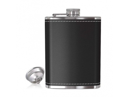 قارورة جيب ستيل سعة 240 مل (قارورة ستيل مع غطاء جلدي مناسبة للمشروبات) 240ml Pocket Hip Flask