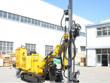 حفار هيدروليكي مجنزر/ جهاز الحفر الهيدروليكي مثبت على جنزير، سلسلة JK595-5A Crawler Mounted Hydraulic DTH Drilling Rig (with Auxiliary Rod Changer)