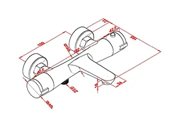 صنبور حمام ثرموستاتي مثبت على الحائط، خلاط حمام Thermostatic Bath Faucet