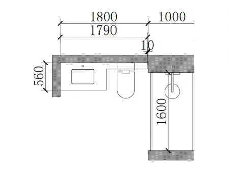 أثاث حمام بتصميم هندسي أنيق ومتكامل (كابينات ومغاسل بسطح كونترتوب عصري أنيق)