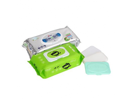 ماكينة وضع غطاء علب مناديل مبللة (إدراج الغطاء ولصق الليبل ووضع الغطاء بدقة عالية) Fully Automatic Wet Wipes Lid Applicator Machine