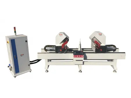 منشار متري مزدوج الرأس بنظام CNC (للقطع المائل والقائم، منشار تلسين (قطع بزاوية 45 أو 90 درجة) CNC Double-Head Miter Saw منشار متري مزدوج الرأس بنظام CNC (للقطع المائل والقائم، منشار تلسين (قطع بزاوية 45 أو 90 درجة) CNC Double-Head Miter Saw