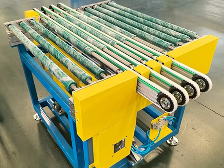 ناقل توجيه ألواح الزجاج بزاوية 90 درجة  Corner conveyor