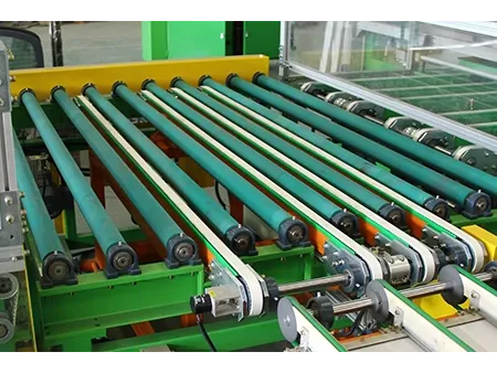 ناقل توجيه ألواح الزجاج بزاوية 90 درجة  Corner conveyor