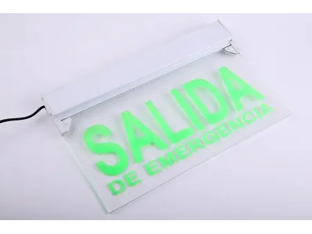 LE297   لافتة مخرج طوارئ LED بإضاءة جانبية (لوحة من الأكريليك والبلاستيك بتصميم أنيق بـ 5 لمبات خضراء)