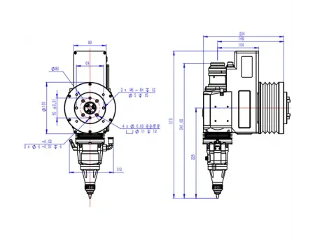 رأس قطع ليزر روبوتي ثلاثي الأبعاد بقدرة 3 كيلوواط - تركيز يدوي 3kW 3D Robotic Laser Cutting Head (Manual Focus)