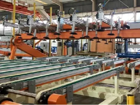 نظام أوتوماتيكي لتجميع وتكديس الألواح الزجاجية Glass Stacking Machine