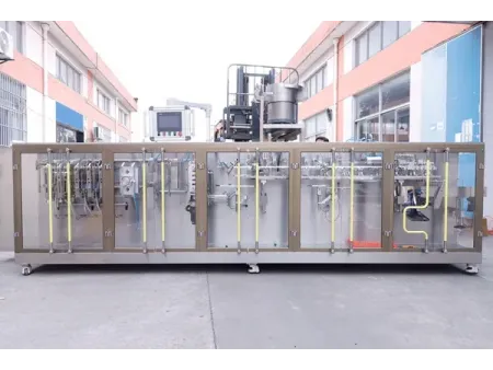 ماكينة تعبئة أكياس ستاند اب بفوهة HFFS ذات فوهتين