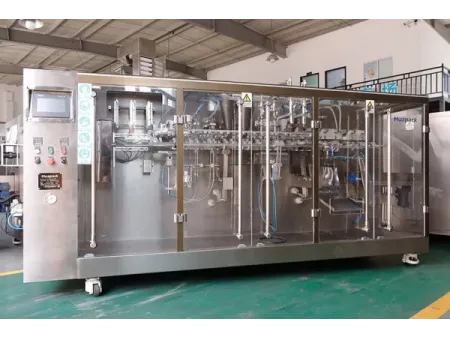 ماكينة تعبئة أكياس جاهزة ذات محرك سيرفو ذات فوهتين