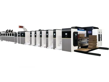 ماكينة طباعة فليكسو على الألواح الكرتونية المضلعة (السيرفو، مع طي ولصق)