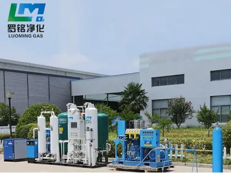 نظام توليد وتعبئة النيتروجين بتقنية PSA (مولد نيتروجين طبي بتقنية الامتزاز بالضغط - مزود بمحطة تعبئة الأسطوانات) PSA Nitrogen Generation System (with Nitrogen Filling Station)