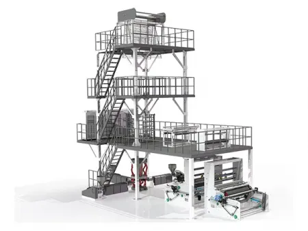 آلة بثق ونفخ فيلم بلاستيك PE/PP بتقنية البثق المشترك (من طبقة إلى 3 طبقات) Co-Extrusion Blown Film Machine