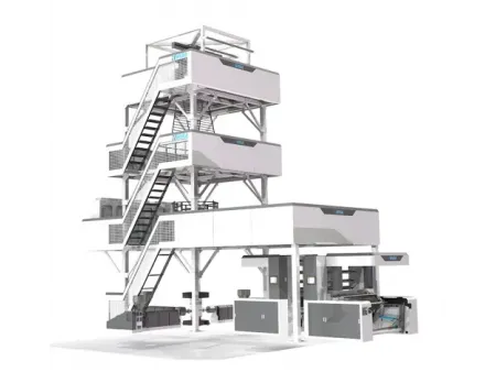 آلة بثق ونفخ فيلم بلاستيك PE/PP بتقنية البثق المشترك (3 إلى 5 طبقات) Co-Extrusion Blown Film Machine