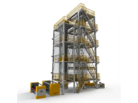 آلة بثق ونفخ فيلم PO عالي الشفافية للصوب الزراعية والتغليف (3 إلى 5 طبقات) High-Transparency Greenhouse Film Blowing Machine (3–5 Layers PO Film)
