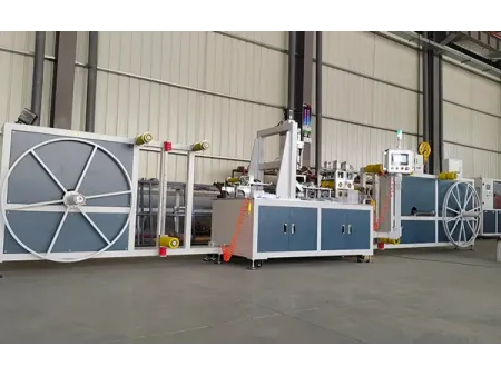 ماكينة تصنيع خراطيم مسطحة ذات فتحات تركيب جاهزة Pre-Installed Outlet Layflat Hose Making Machine
