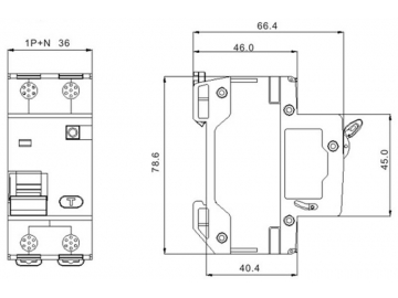 قاطع دائرة RCBO جهاز الحماية التفاضلية من التيار المتبقي DAB5LE-63 4.5kA