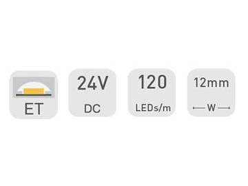 شريط إضاءة LED زخرفي للسقف 12 ملم 24 فولت DS8120