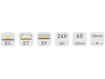 شريط إضاءة ليد تجاري 10 ملم 24 فولت D980