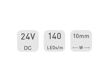 شريط إضاءة LED متعدد الألوان 10 ملم 24 فولت D8140SWW