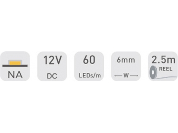 شريط إضاءة LED مرن للعرض والأعلانات 6 مم، 12 فولت D860