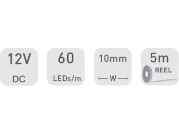 شريط إضاءة LED مرن 10 مم، 12 فولت D760