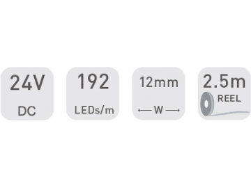 شريط إضاءة LED مرن للاستخدام الداخلي 12 مم، 24 فولت DS8192